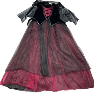Kids Witch Vampire Wicked Queen Dracula Goth Costume With Cape - Black & Violet